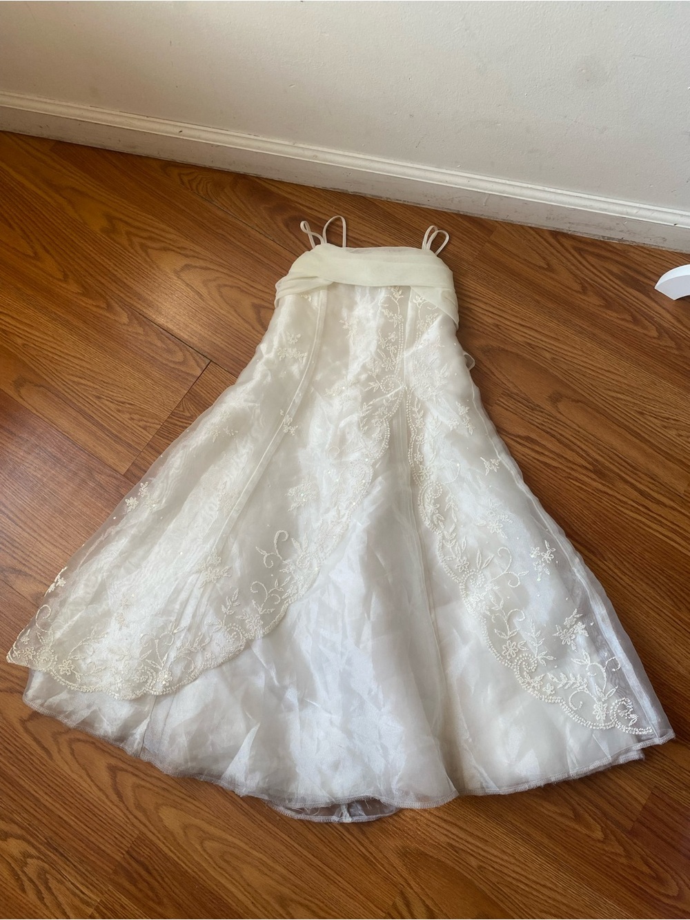 Y2K White Lace Overlay Girls' Dress - Elegant Party Dress